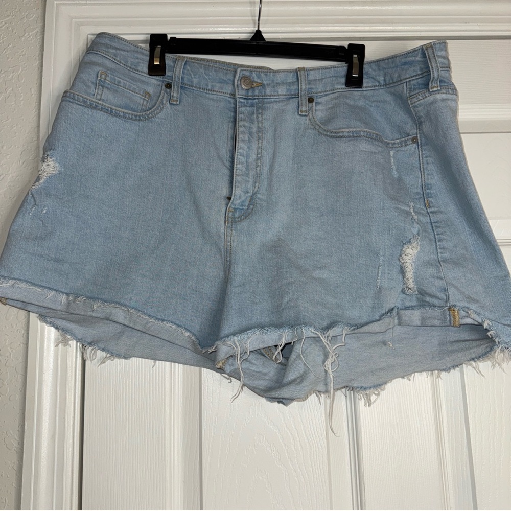 Light Blue Distressed Denim Shorts